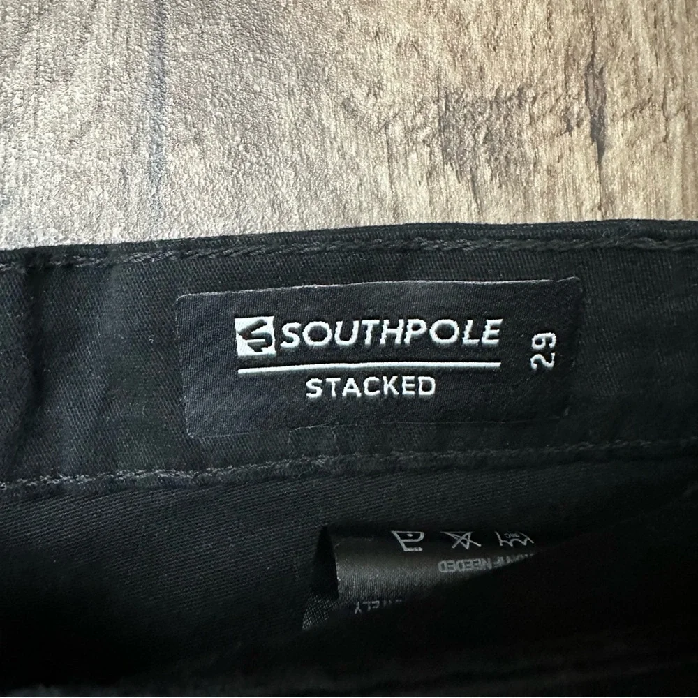 Southpole Stacked Active Flex 4way Stretch Black Jeans Pants Men’s 29 -Waist 26”